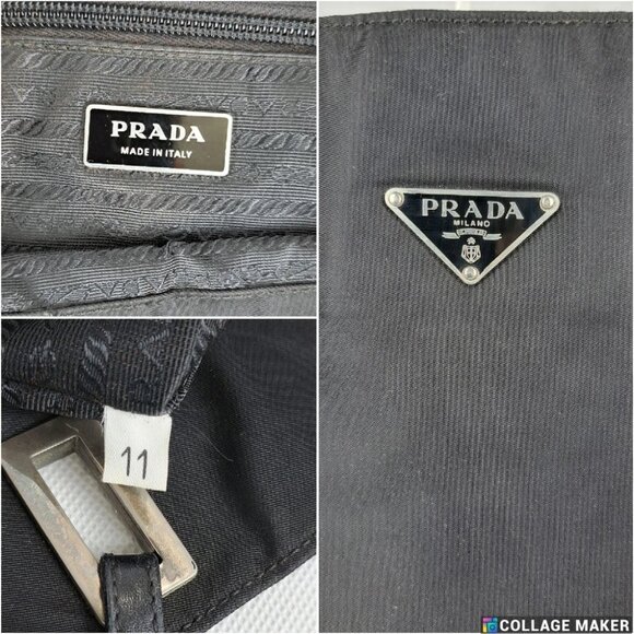 Authentic PRADA Vintage Nylon Tessuto Leather Shoulder Tote Hand Bag Black - Picture 3 of 14